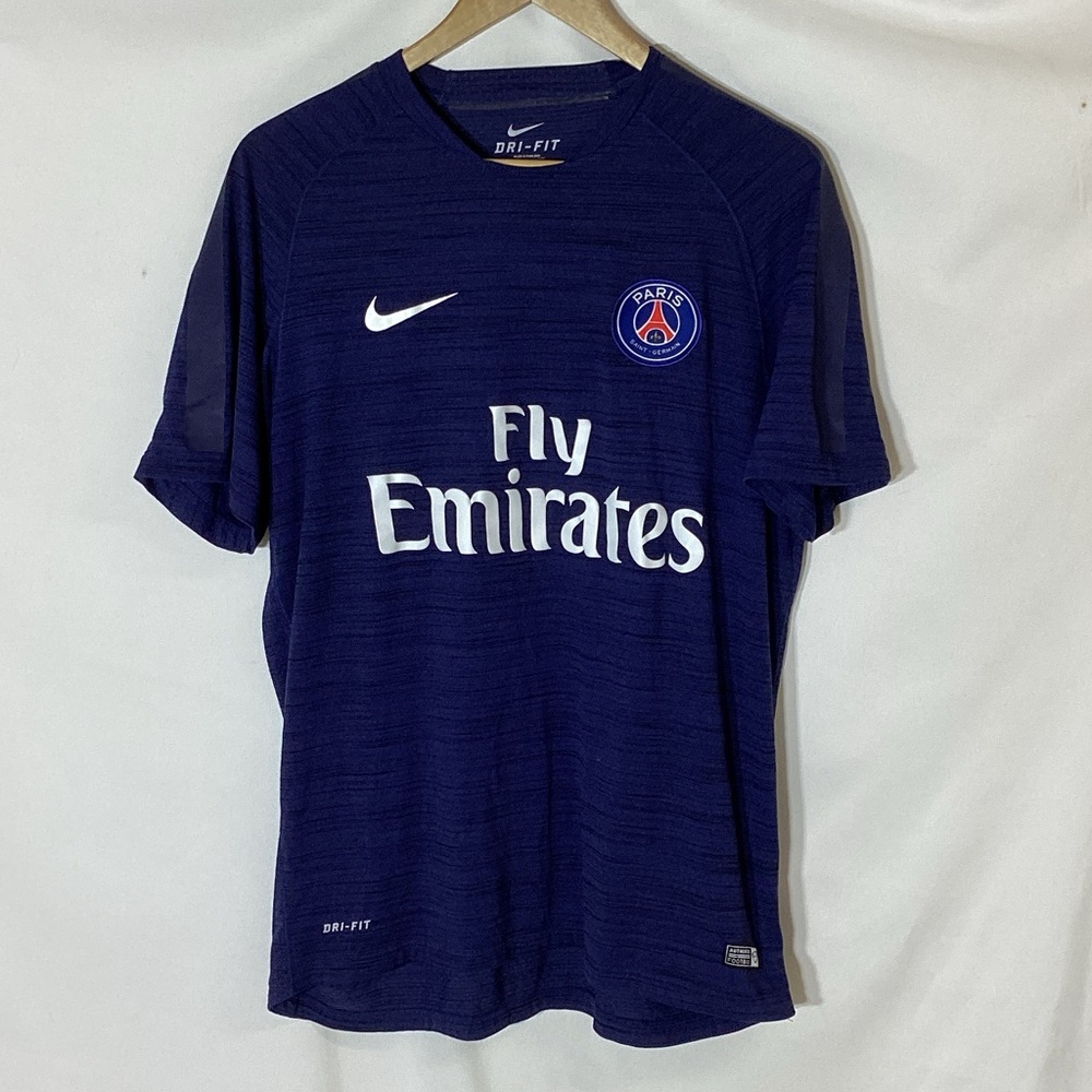 Men’s Blue Paris Saint Germain Football
Shirt Short Sleeve Crew Neck Fly Size L